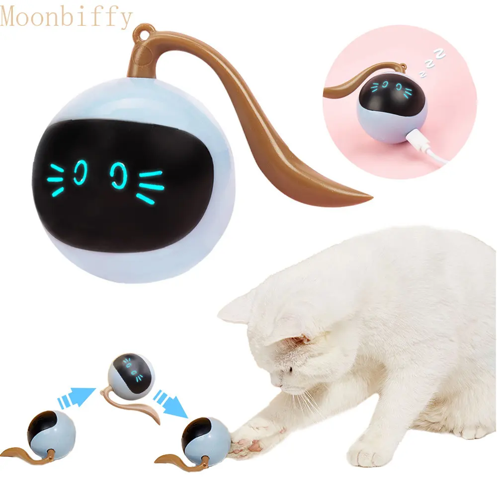 

USB Automatic Cat Ball Toys Rechargeable Interactive Electric Self Rotating Indoor Teaser Selfplay Exercise Toys for Pet Kitten