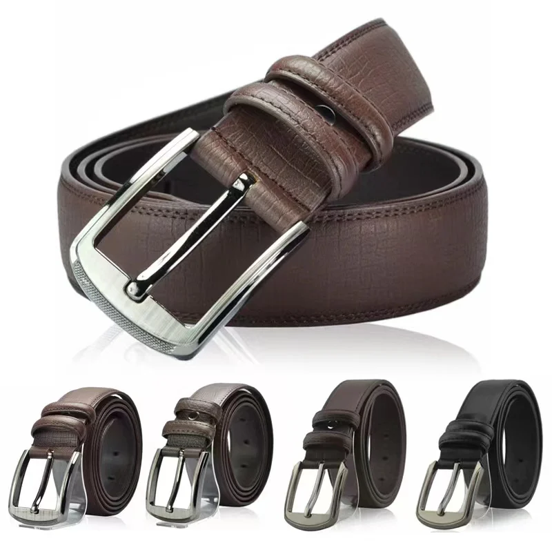 

Luxury Designer High Quality Leather Bandwidth 3.7cm Casual Pin Buckle Belt Men's Two Layer Cowhide Leather Belt Embossed Design