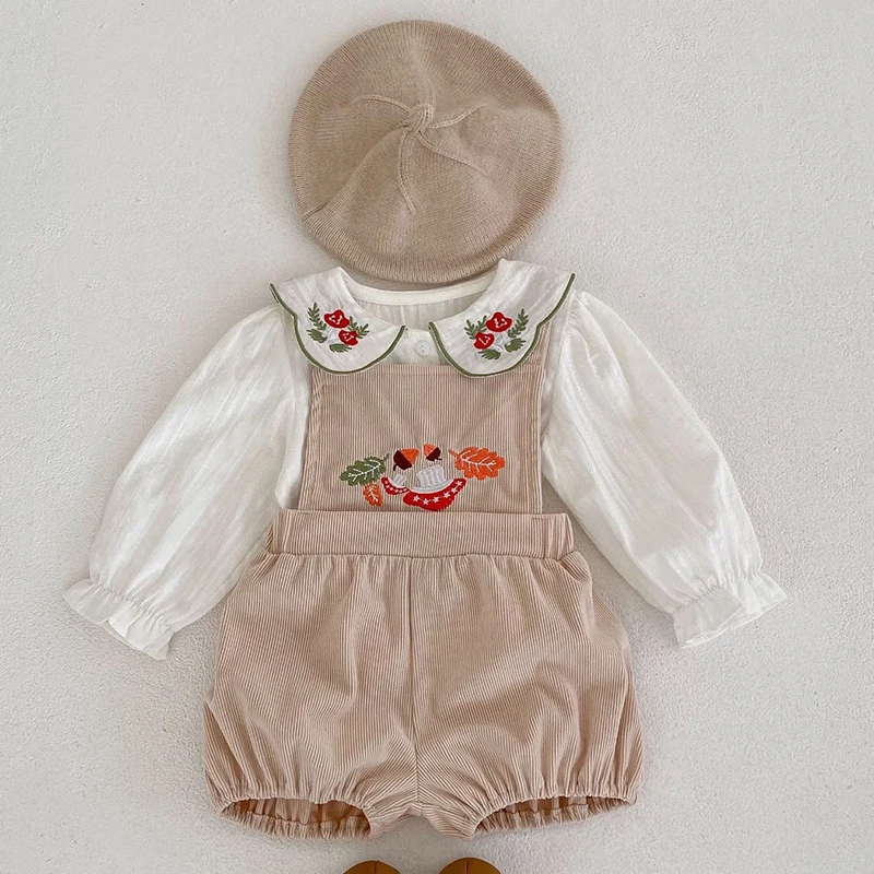 

Рубашка с вышивкой и длинным рукавом для новорожденных девочек