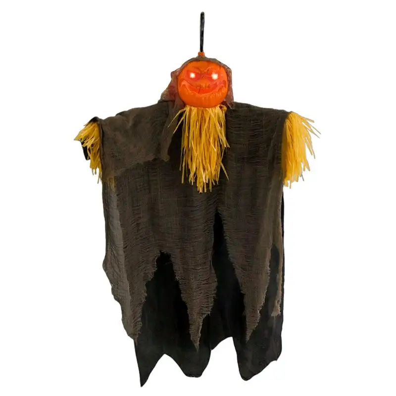 

Halloween Ghost Decorations Pumpkin Face Horror Prop Glowing Pendant Scarecrow Decor Flying Ghost Realistic With Adjustable Arm