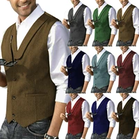 mens suit vest herringbone sleeveless jacket casual party steampunk waistcoat gilets sans manches