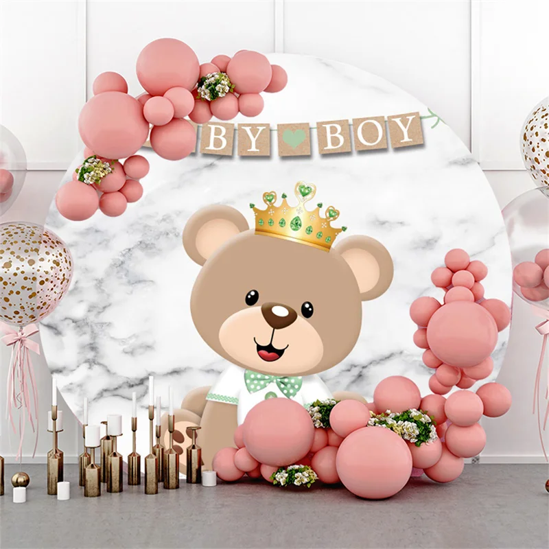 

Custom Background Birthday Decoration Round Little Bear Baby Shower Children's Wall Party Decorations Photozone Backdrops Event
