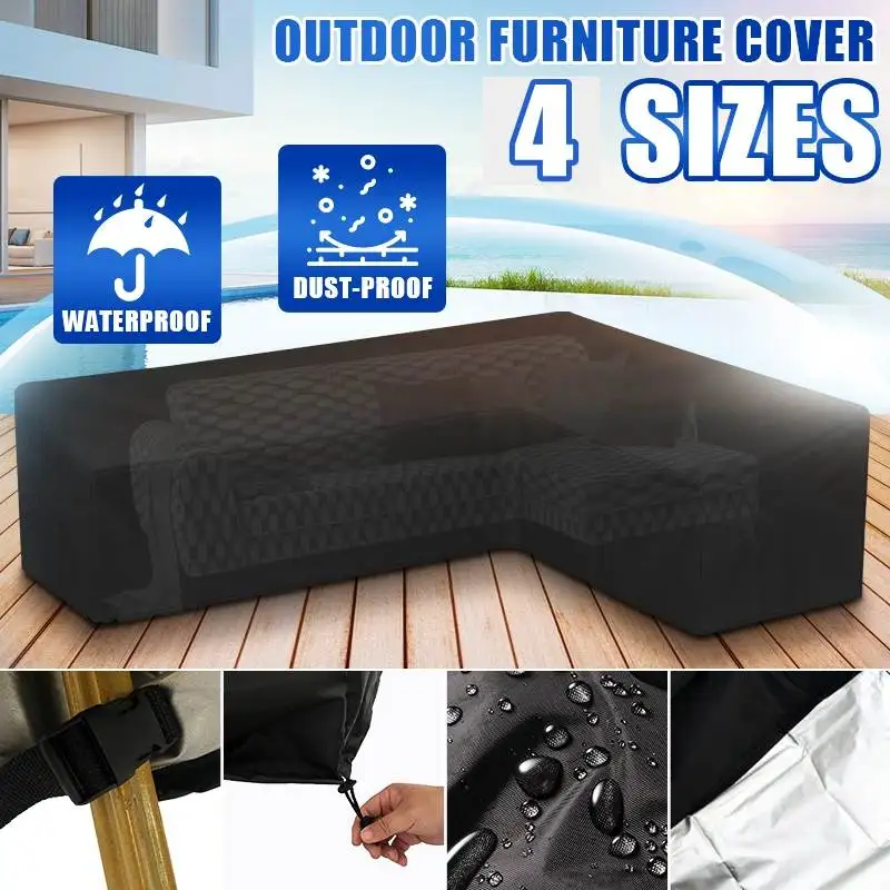 

Waterproof 190T Outdoor Garden Furniture Cover L Shape Dustproof Patio Table Chair Sofa Protective Cover Snow Rain Mold Resist