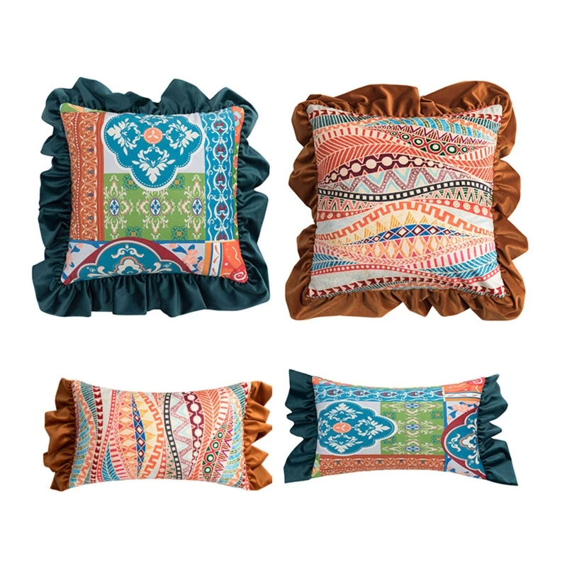 

European Vintage Pillow Cover Lotus Leaf Side Cushion Covers Pillowcase