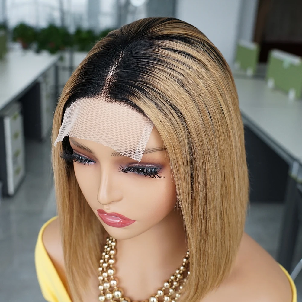

Ombre 1B27 Bob Wig 1B30 Straight Highlight 4x1 Lace Frontal Short Bob Wig Remy Hair 4*1 Lace Closure Indian Human Hair Wigs