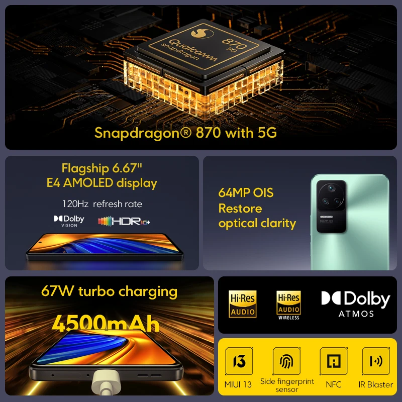 POCO F4 смартфон с восьмиядерным процессором Snapdragon 128 256 ГБ 870 Гц 120 дюйма - купить по