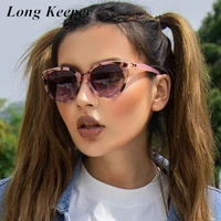 new cat eye sunglasses woman fashion round frame sun glasses female retro shades leopard gradient color oculos de sol uv400