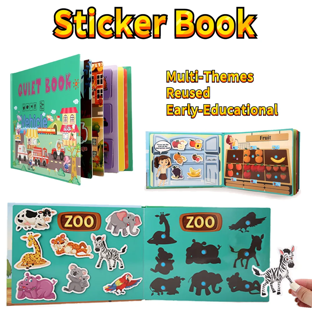 

Sticker Book Children Early Educational Enlightenment Puzzle Toy Birthday Gift Knowledge Cognition Multi Theme