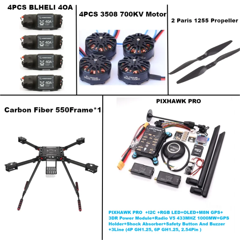 RctoSk 550 Hexa Frame PIXHAWK PRO M8N M9N M10Control Carbon Ardupilot Радио Телеметрия Квадрокоптер BLHELI 40A 3508 700KV