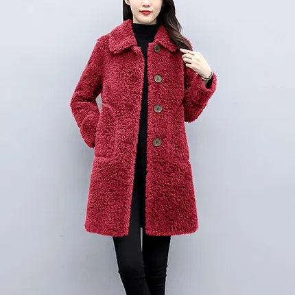 Winter Jacket Women Warm Faux Fur Lambswool Plush Coats Female Outerwear Korean Fashion Ladies Cardigans Long Sleeve Oversized
