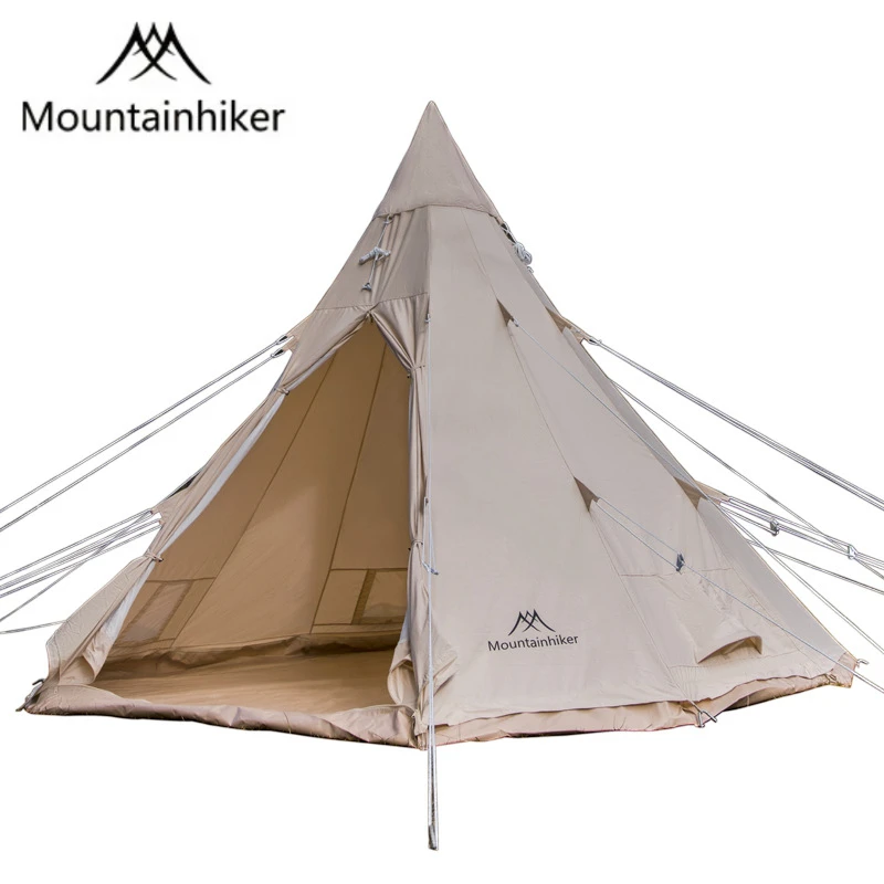 

Mountainhiker New Outdoor Camping Pyramid Large Tent Cotton 5-8 People Breathable Waterproof 3000mm Windproof Four-season Tents