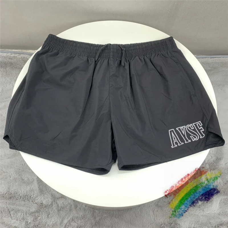 

Askyurself AYSF Shorts Men Women Top Version Leg Printed Logo Zip Askyurself Shorts Mesh Nylon Breeches