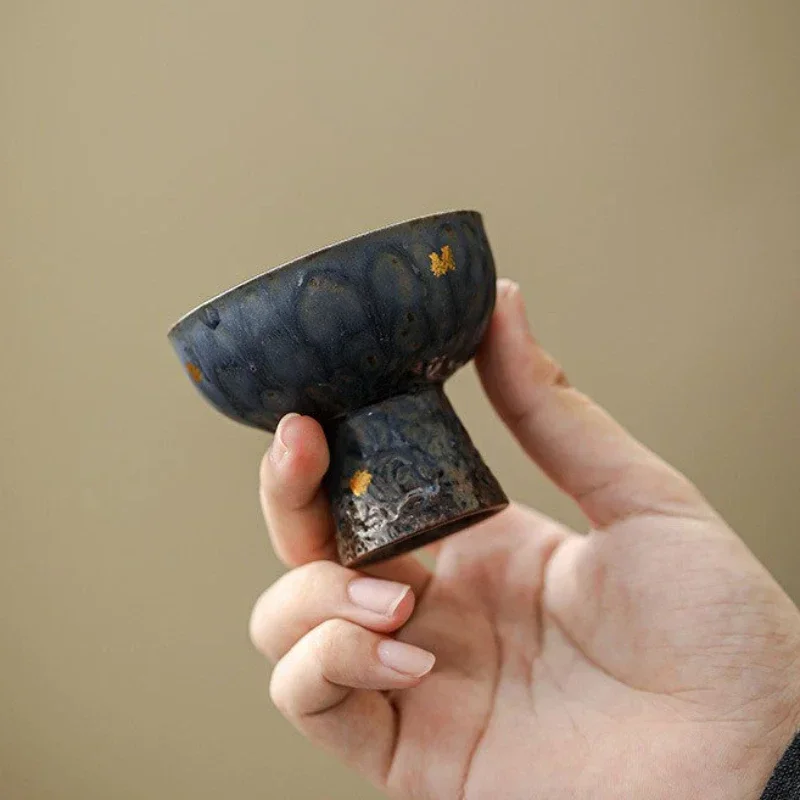 Пустой старинный глиняный бокал Zhai позолоченный стакан с высокой ногой