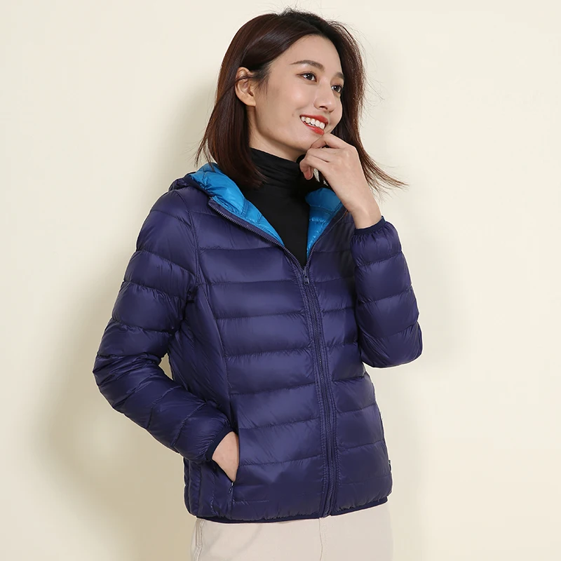 

Winter Coat for Women Double Sided Down Jacket Female White Duck Down Jackets Light and Thin Short Coat Large Size Clothing Cjk