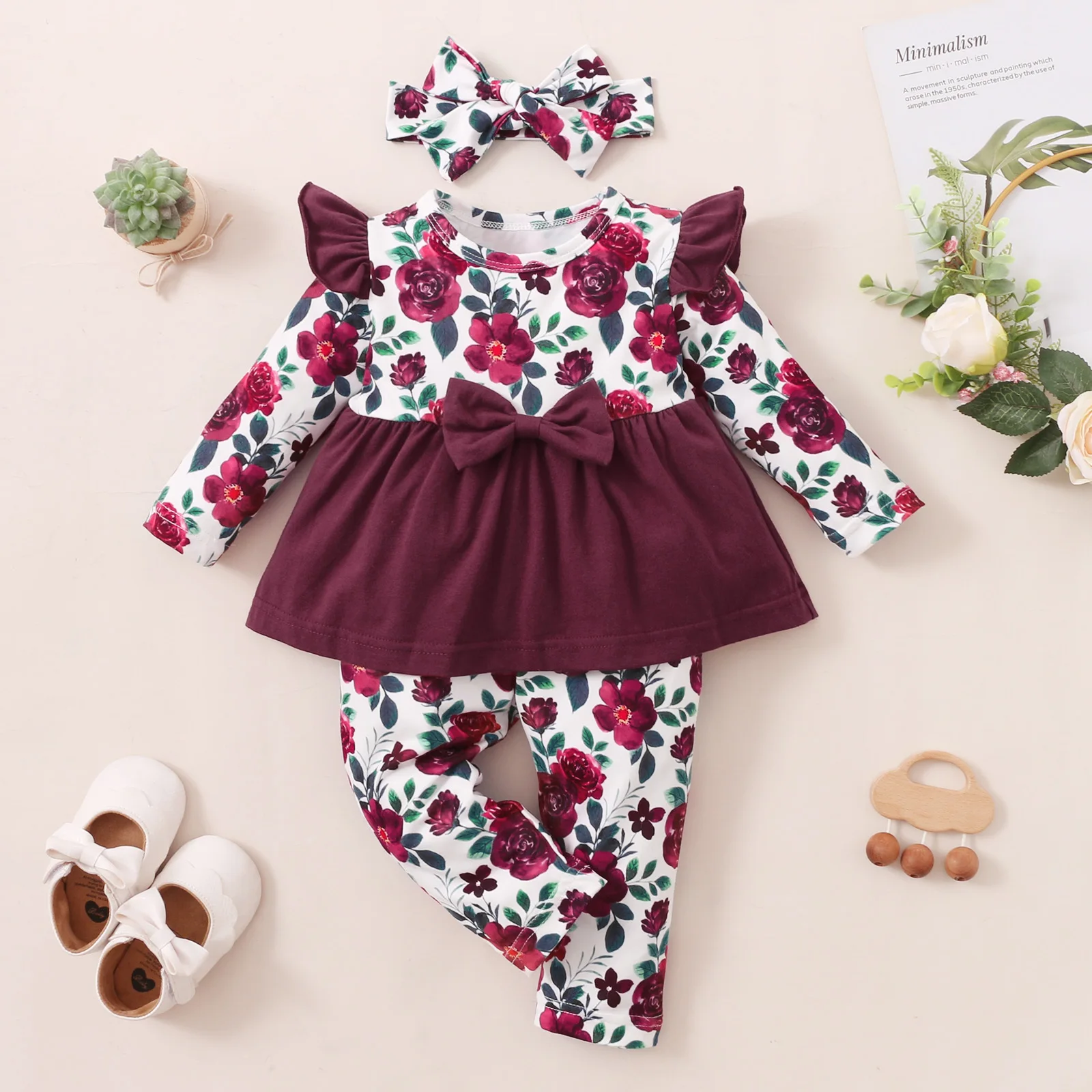 

Newborn Girl Clothes Set Baby Girl Clothes Toddler Girl Outfits Baby Bow Top + Print Pants Infant Kids Clothing 3 6 Months