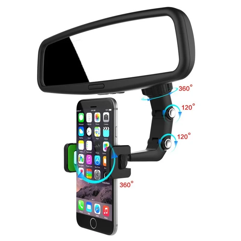 multifunctional car phone holder for auto rearview mirror office seat hanging clip mount 360 degree rotation universal bracket free global shipping