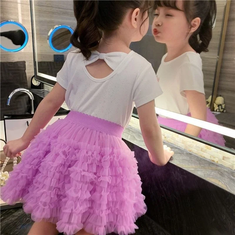 

2-10Yrs Fashion New Style Baby Mesh Tutu Skirt Summer Girls Party Dance Ball Gown Children's Birthday Girl Princess Cake Skirt