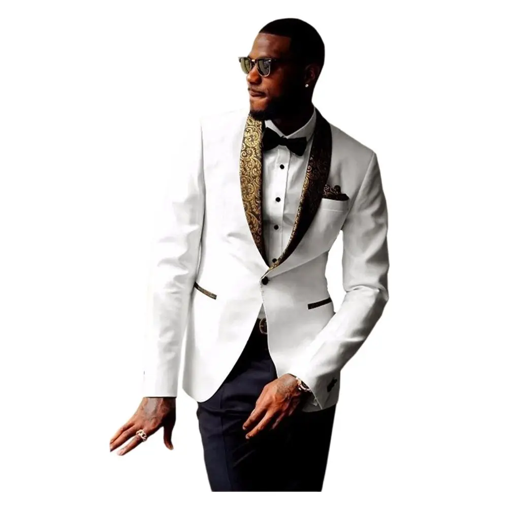 

Мужской повседневный Блейзер, белый облегающий пиджак на одной пуговице, с воротником-шалью, 2022