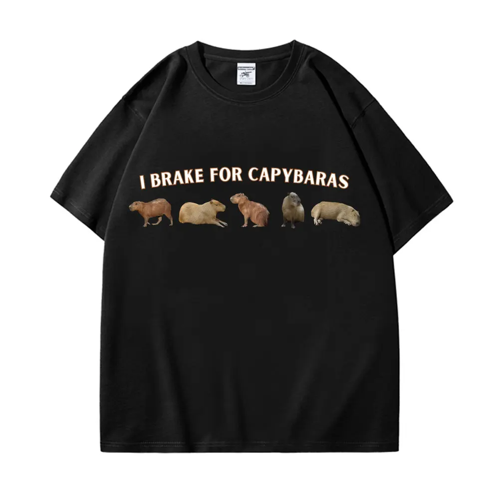

2023 Hot Sell Capybara Print T Shirt Summer Fashion Harajuku 100%Cotton Tees Unisex Vintage Casual Oversized T Shirts Streetwear