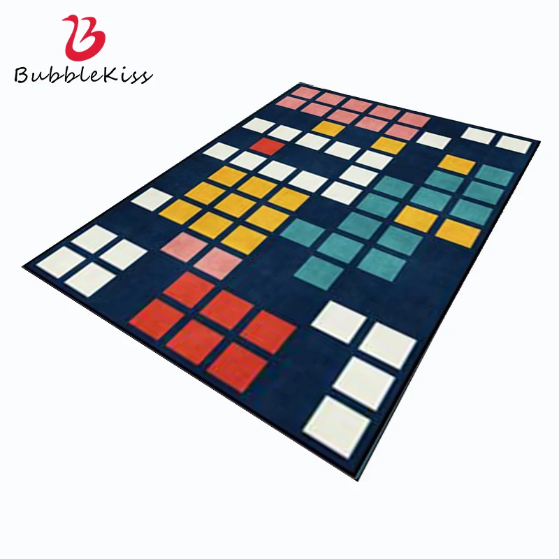 

Bubble Kiss Nordic Style Carpets for Living Room Home Colored Square Pattern Bedroom Decor Rug Non-slip Bedside Soft Door Mat