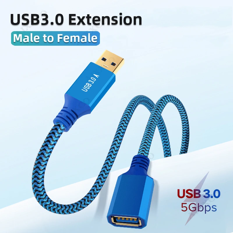 Фото AIXXCO USB-удлинитель USB-кабель USB 3.0 Удлинитель данных 1 м 2 м для ПК Smart TV Xbox One SSD Быстродействующий USB-кабель-удлинитель №1