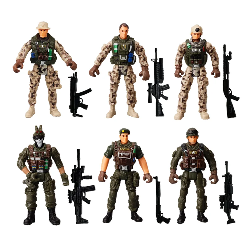 Army Soldiers Toy With Weapon / Military Figures Movable Military Solider Playset Heroic Model For Boy Gifts