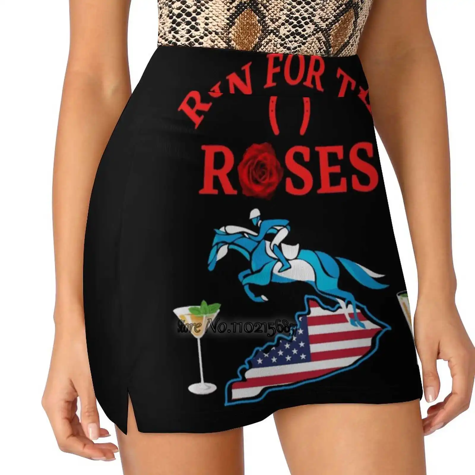 

Run For The Roses Women Mini Skirt Two Layers With Pocket Skirts Sport Fitness Running Skorts Derby Horses Horse Racing Run For