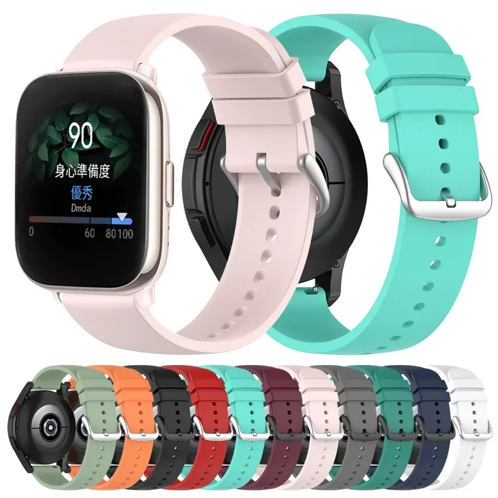 Фото Силиконовый спортивный мягкий ремешок для Huami AMAZFIT GTR 4 3 Pro 47 мм, ремешок для AMAZFIT GTS 4 3 2e BIP 5, браслет 20 мм 22 мм, ремешки на запястье №1