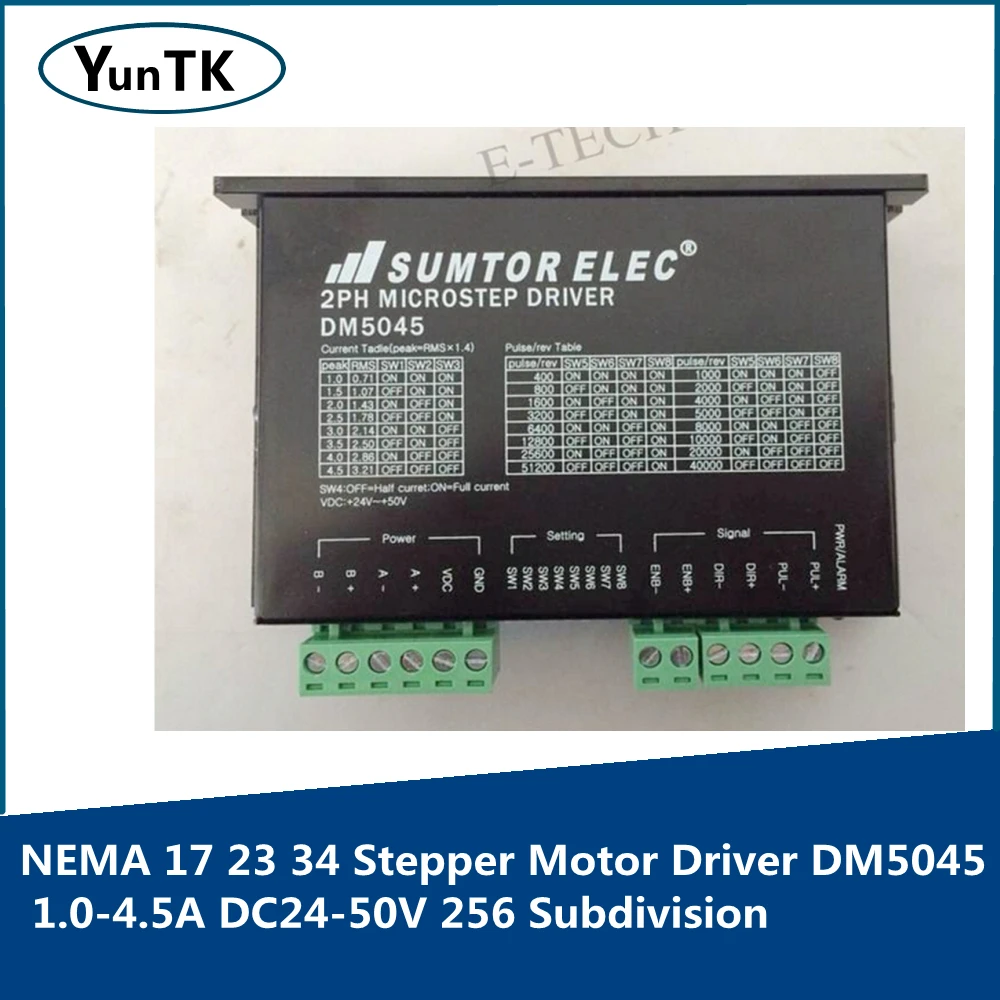 

Драйвер шагового двигателя CNC NEMA 17 23 34 DM5045 1,0-256 а Φ водитель постоянного тока PWM