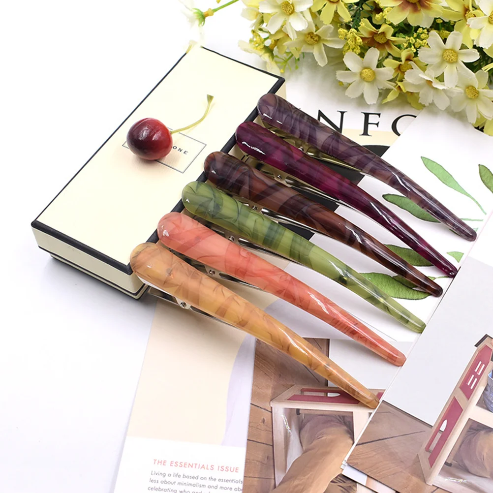 

6Pcs Duckbill Hair Clips Alligator Clips for Hair Duck Teeth Hair Clips Acrylic Hair Barrettes Clips for Hair Sectioning