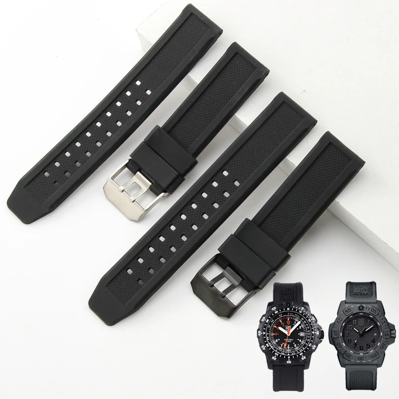 Ремешок резиновый для мужских часов Luminox черный силиконовый браслет 3051 8800 3080 1820