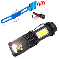 cree q5 cob mini aluminium led flashlight 4 modes waterproof zoomable portable pocket torch clip for hiking camping riding