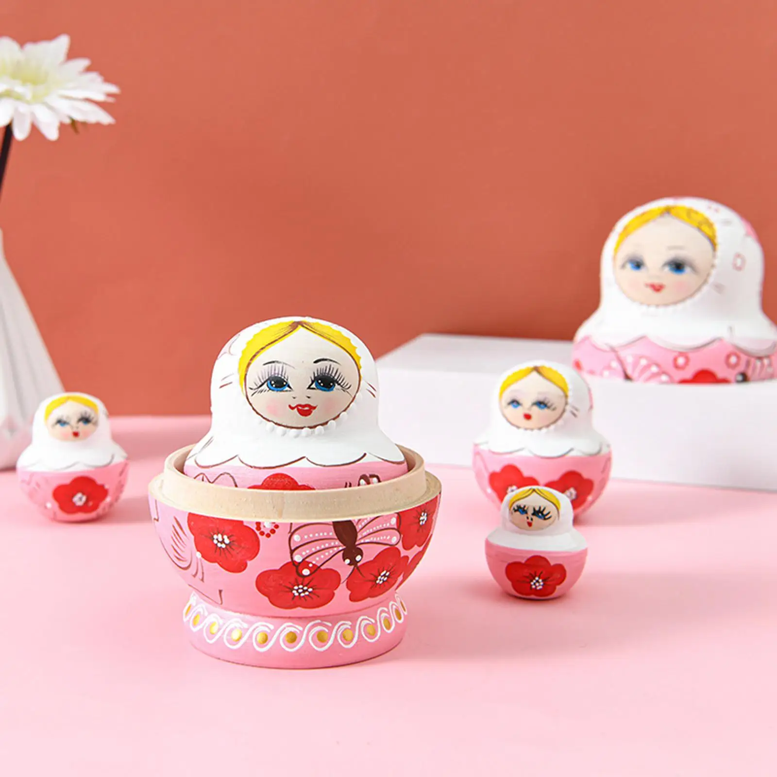 

Girls Nesting Dolls Stacking Doll 10Pcs Handpainted Housewarming Gifts Paintings Manually Done Home Decoration Popular