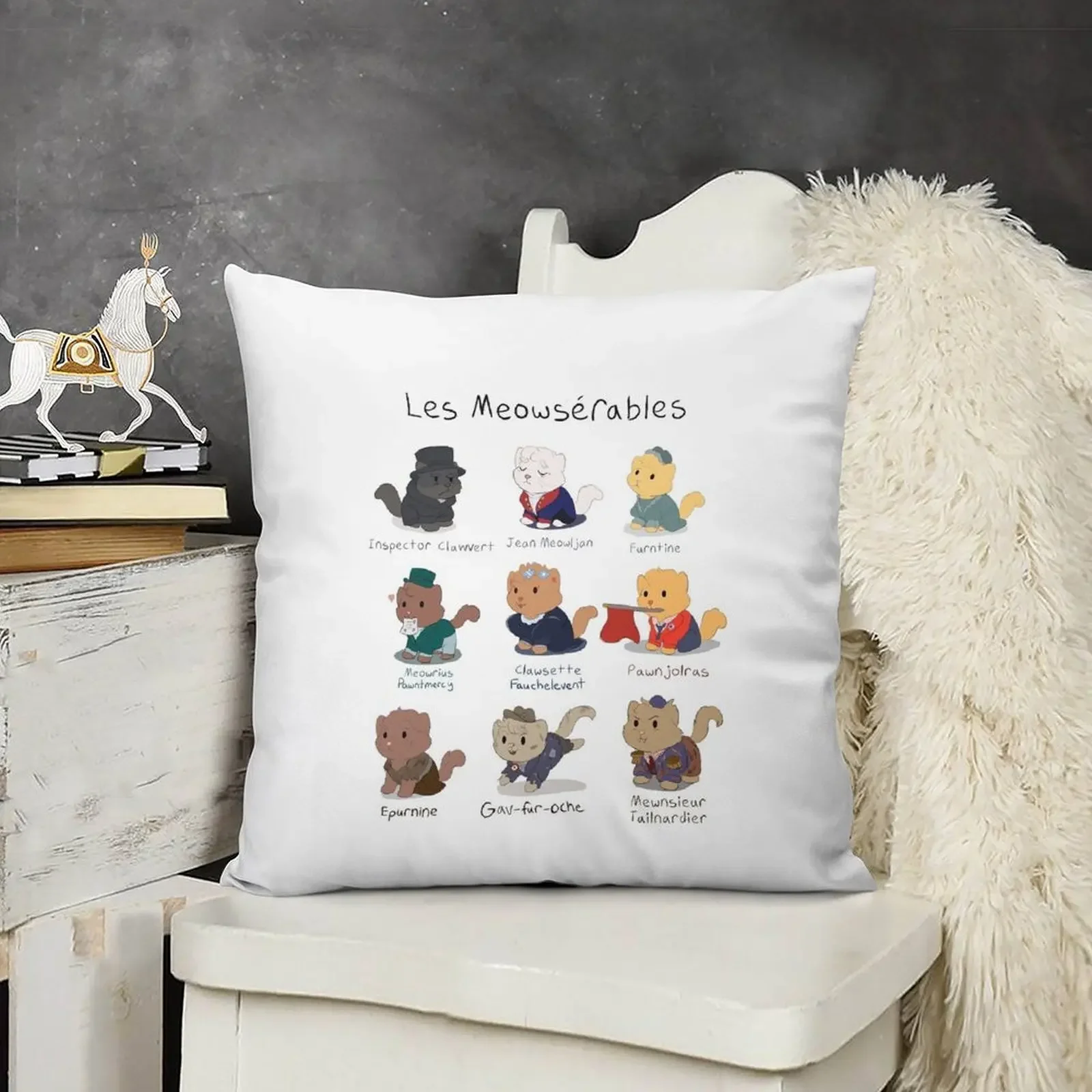 Cute Les Miserables Cat Pun (Les Meowserables) Декоративная подушка Роскошные наволочки для диванных