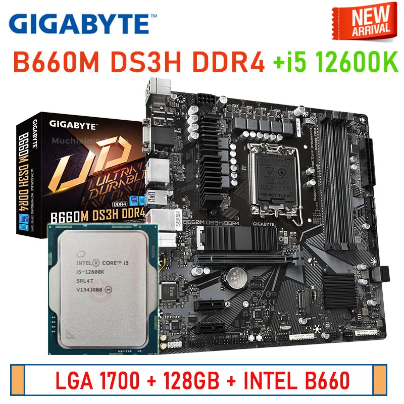 

Gigabyte B660M DS3H DDR4 With i5 12600K Motherboard Combo LGA 1700 CPU Supports 12th Gen Intel B660 Desktop Mainboard 128GB NEW