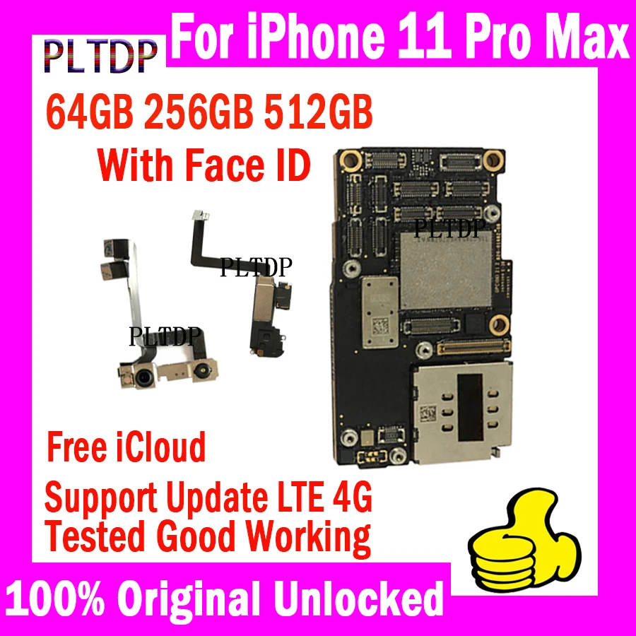 

С системой IOS для материнской платы iPhone 11 Pro Max, 64 ГБ, 256 ГБ, 512 ГБ, с полными чипами, оригинальная разблокированная логическая материнская плата...