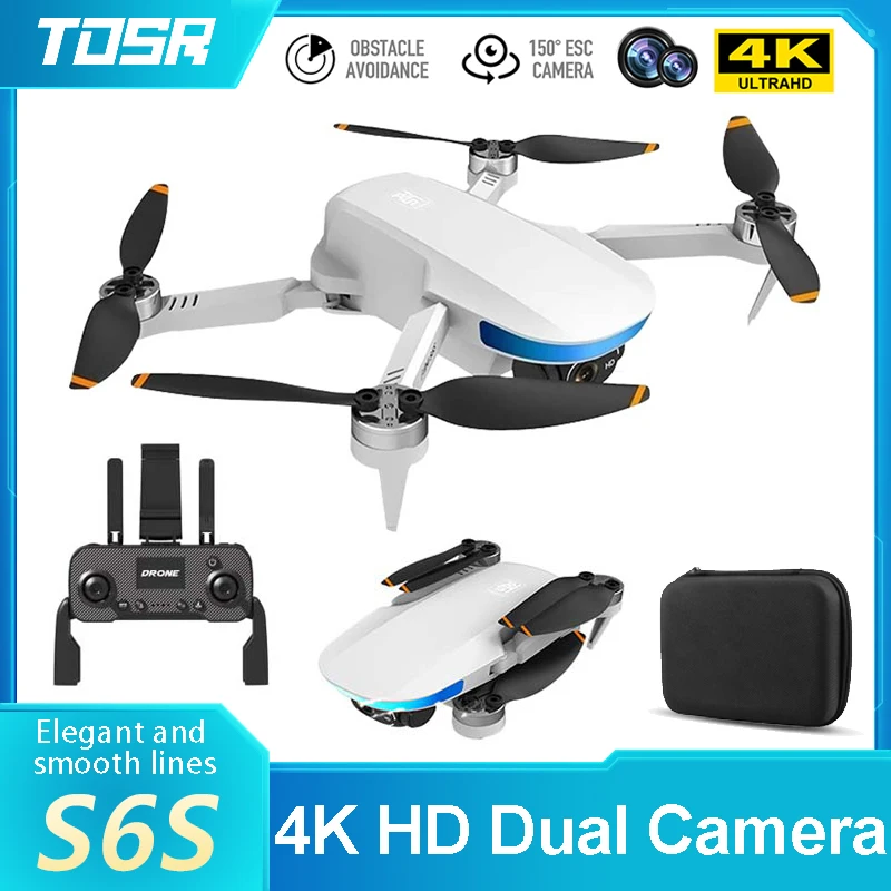 

TOSR-S6S Mini GPS Drone 4K Profesional HD Dual Camera 5G WIFI FPV Brushless Motor Folding Quadcopter RC Dron Helicopter Toy Gift