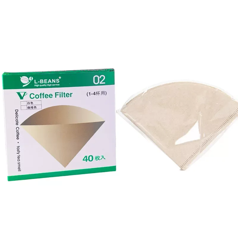 

40PCS/Set Coffee Filter Papers Unbleached Original Wooden Drip Paper Cone Shape Coffee Tools