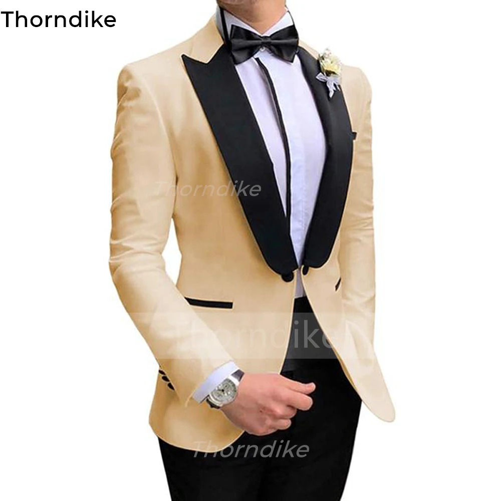 

Мужской деловой костюм с пиковым отложным воротником Thorndike 2022 цвета шампанского на одной пуговице, свадебвечерние костюмы для жениха, комплект из 2 предметов (пиджак и брюки)