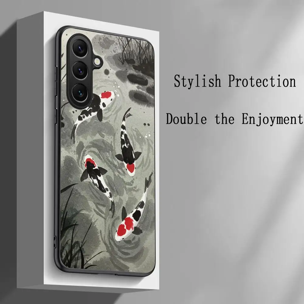 Фото Чехол для телефона с рисунком в стиле японской живописи укиё-э для Samsung Galaxy S26 S25 S24 S23 S22 S21 Plus Ultra Note20, мягкий, черный №2