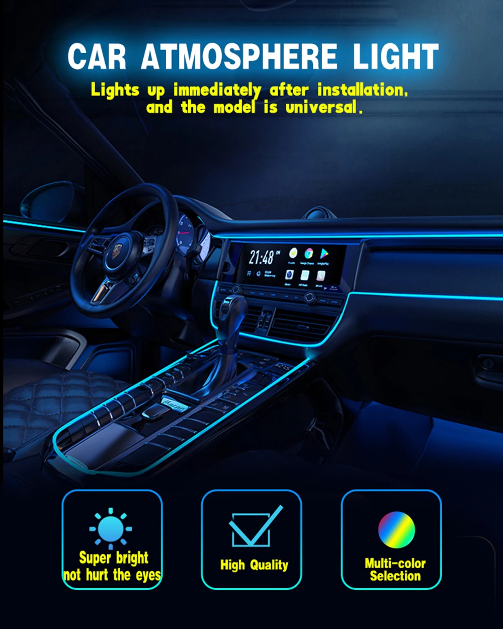 Купи 5M Car LED Light Interior Ambient LED Strip Neon Lighting Garland Wire Rope Tube Decoration Flexible Tube Colors Auto Led за 599 рублей в магазине AliExpress
