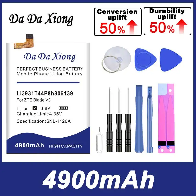 

DaDaXiong New 4900mAh Li3931T44P8h806139 Bateria for ZTE BladeV9 V10 V9Vita V10Vita A7 Vita A4 A5 Free Double-Sided Tape Sticker