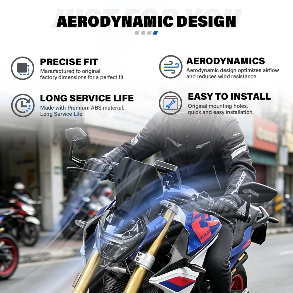 Фото Новые аксессуары для мотоцикла BMW F900R (2025-2026): малое переднее ветровое стекло/обтекатель №4