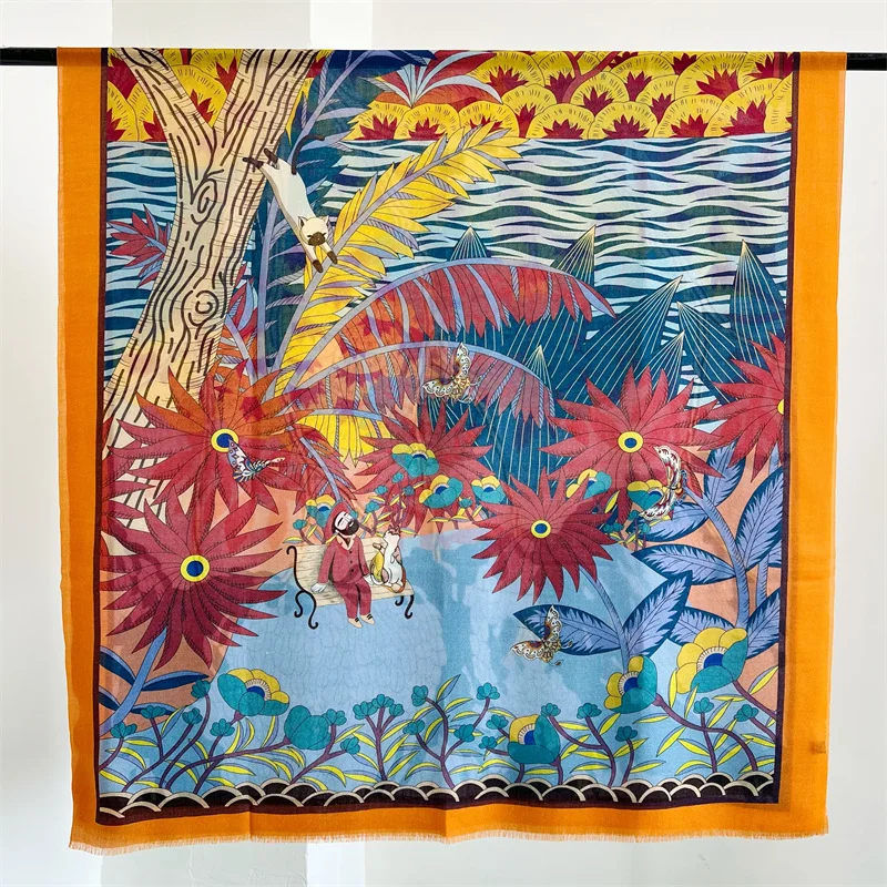 

Long Scarf Women Painting Printing Winter Female Scarves 100% Cashmere Pashmina Shawl Wrap 200*100cm