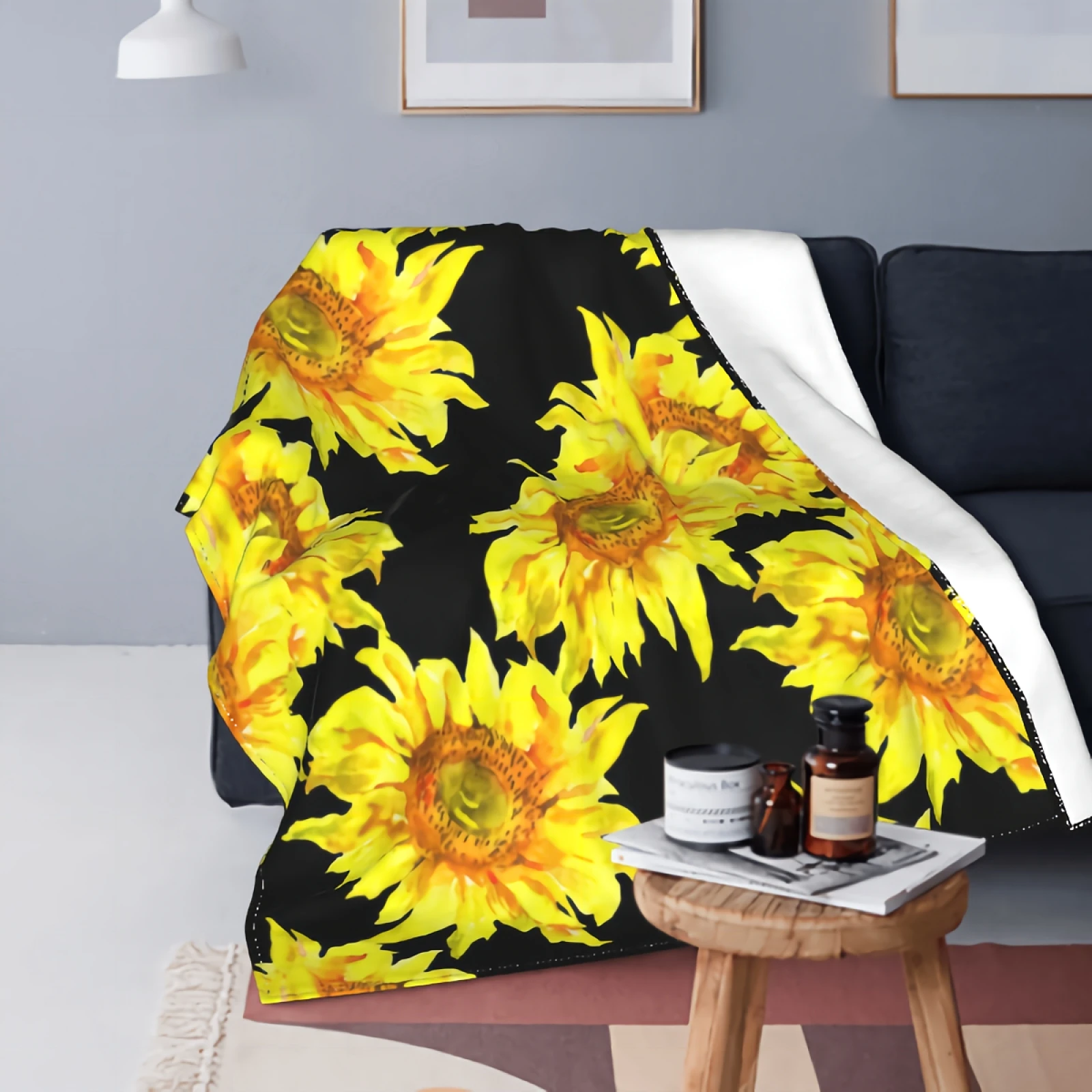

Sunflower Sherpa Throw Blanket Soft Fluffy Flowers Fuzzy Blanket Caring Gift for Women & Kids Beauty SunFlowers Plush Blanket
