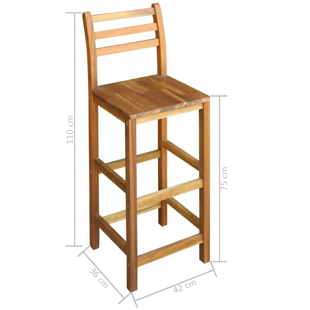 

Bar Stool Chair Counter Stools Set of 2 Kitchen Home Chairs Decor Solid Acacia Wood