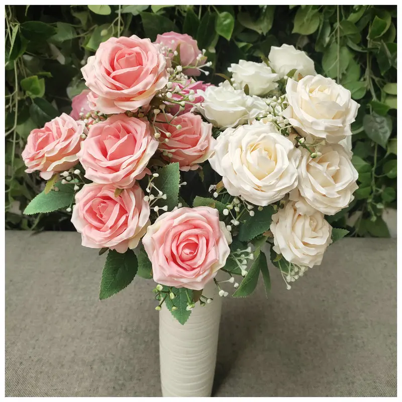 

9 Head Camellia Rose Artificial Flower Holding Bouquets Party DIY Wedding Scene Display Room Home Decor Fake Floral Scrapbooking