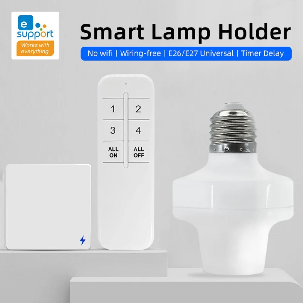 

Умная головка для светодиодного освесветильник QIACHIP EWeLink, держатель для светодиодного освещения E26 E27, универсальный адаптер с голосовым упр...