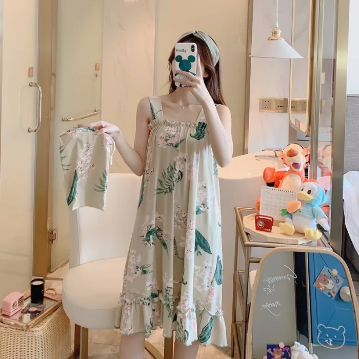 Summer Nightdress Cotton Nighty Sleep Shirt Plus Size Pijamas Pyjama Cute Cartoon Sleepwear For Women Nightgowns Dressing Gown