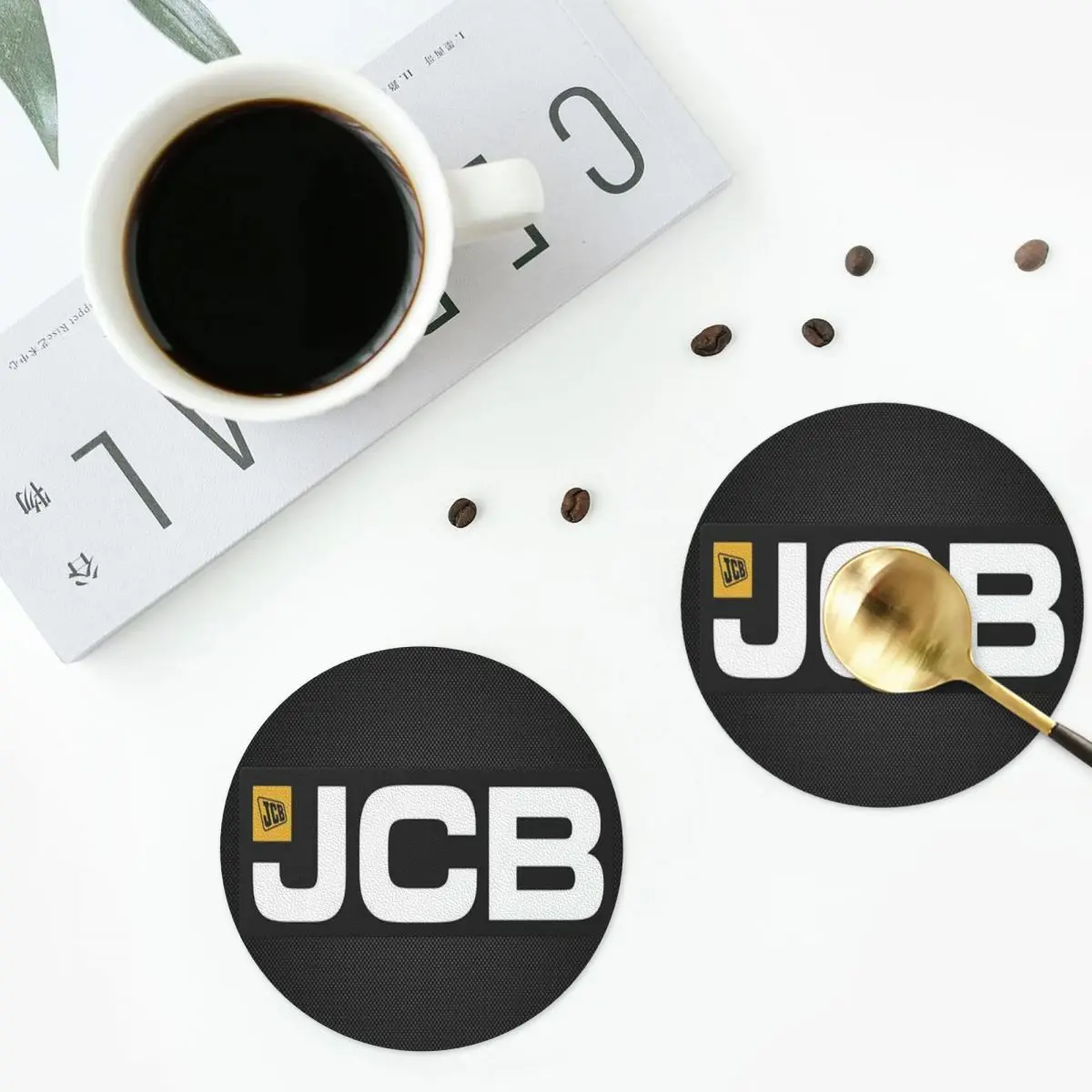 

JCB Coasters PVC Leather Placemats Non-slip Insulation Coffee Mats for Decor Home Kitchen Dining Pads Set of 4